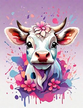 Painting of a beautiful cow