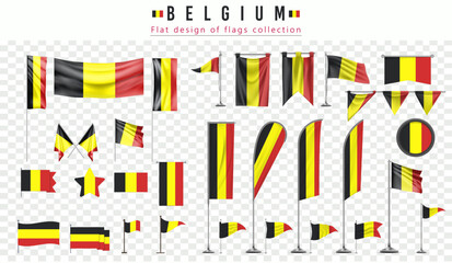Belgium flags set, flat design of flags Collection