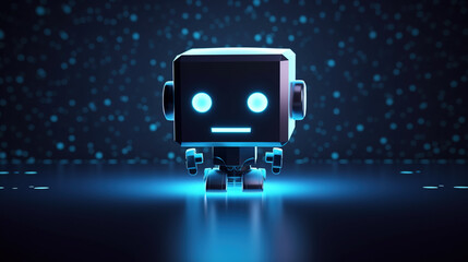 Cute Digital bot in virtual world
