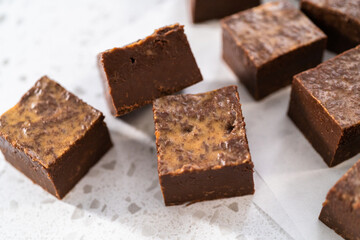 Homemade chocolate peanut butter fudge