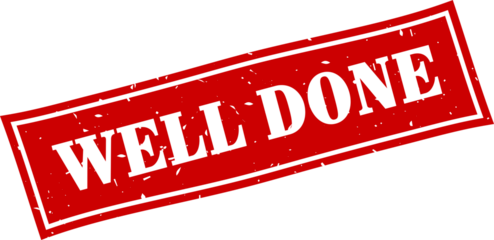 Well done square grunge rubber stamp