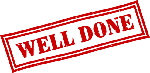 Well done square grunge rubber stamp