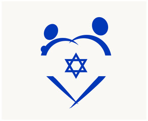 Israel Heart Flag Emblem Abstract Symbol Vector illustration Design