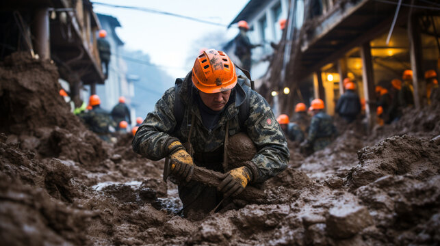 Rescue mission: Volunteers participate in a search and rescue operation, aiding those in distress and ensuring their safety
