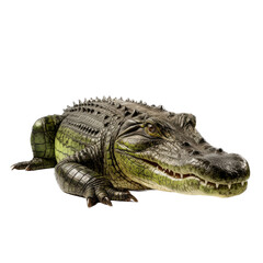 Fototapeta premium an American alligator, 3/4 view in a Nature-themed, photorealistic illustration in a transparent PNG, cutout, and isolated. Generative ai