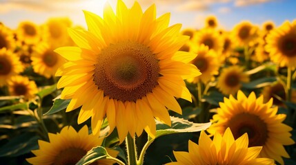 Fototapeta premium a large yellow sunflower