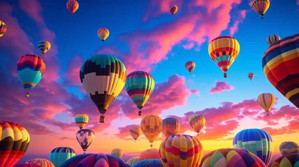 Schilderijen op glas a group of hot air balloons in the sky © KWY