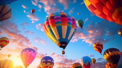 Obraz premium a group of hot air balloons in the sky