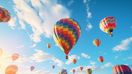 Obraz premium a group of hot air balloons in the sky