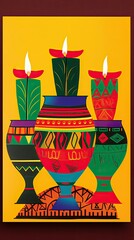 Happy Kwanzaa Day greeting card in African national style. Vertical image
