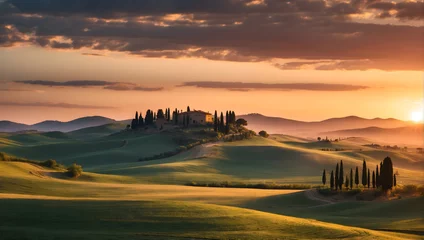 Foto op Canvas Perfect field of spring grass,Tuscany,Italy © Amir Bajric