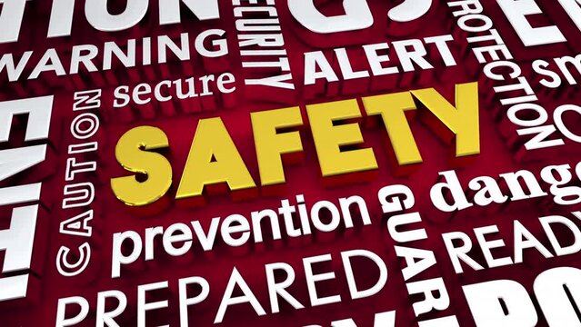Safety Words Caution Protect Prepare Prevent Injury Accident Use Caution 3d Animation