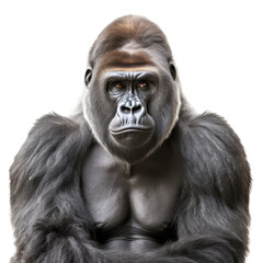 Obraz premium a portrait of a Gorilla in an isolated and transparent PNG in a Wildlife-themed, photorealistic illustration. Generative ai
