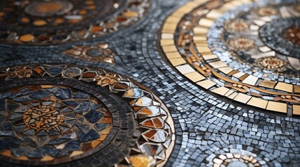 a close-up of a mosaic floor - obrazy, fototapety, plakaty