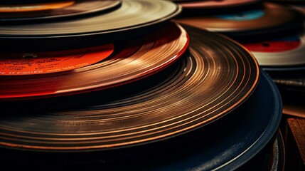 a stack of vinyl record
