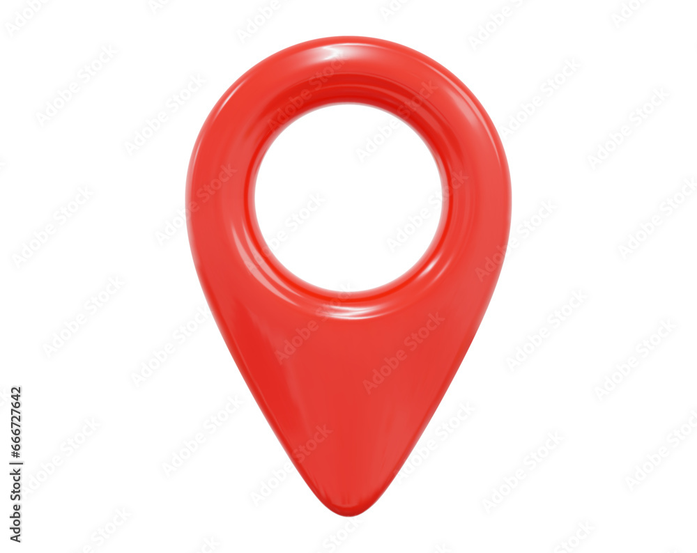 Poster 3d red map location pointer. pin code icon of the geolocation map. plastic cartoon style. stock vect