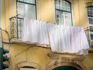 Sheets drying in the sun