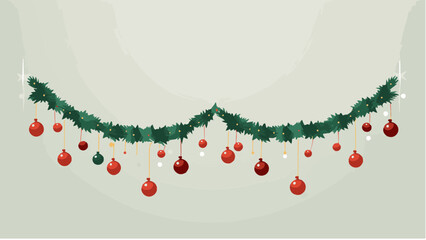 Guirlandes de Noël, boules de Noël rouge, par IA générative