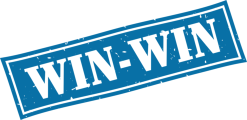 Win-win square grunge rubber stamp