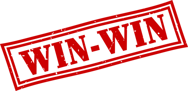 Win-win square grunge rubber stamp