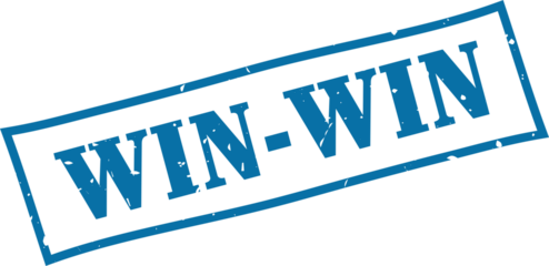 Win-win square grunge rubber stamp