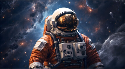 Astronauta eksploruje kosmos. Generative AI. - obrazy, fototapety, plakaty