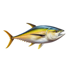Fototapeta premium a Yellowfin tuna fish as an isolated and transparent PNG in a Nature-themed, photorealistic illustration. Generative ai