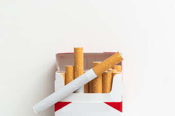 stairway of cigarettes isolated on a white background