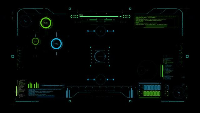 Computer Readings, Data Flow Calculating. Alien HUD Computer Measurements. IT Technology on Virtual Screen.