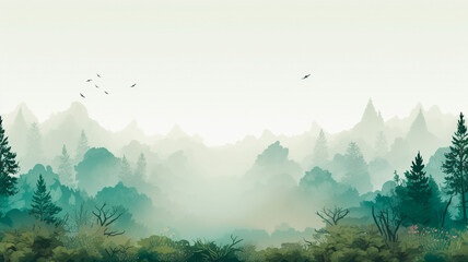 beautiful mountain and forest with trees