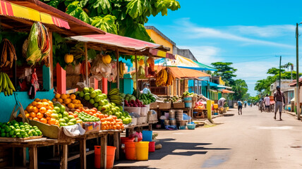 colorful vegetables in the market in the city of mauritius