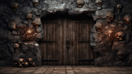 halloween theme background, old and dirty and creepy, spooky and horror concept