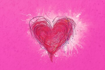 pink background with a heart-shaped scribble. Generative AI