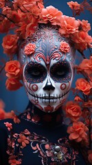 Colorful portrait day of the dead makeup