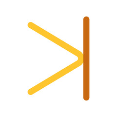 Vector arrow chevron with line right icon. Black, white background. Perfect for app and web interfaces, infographics, presentations, marketing, etc.