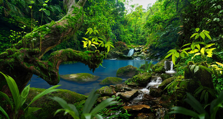Blue river in tropical forest