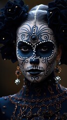 Colorful portrait day of the dead makeup