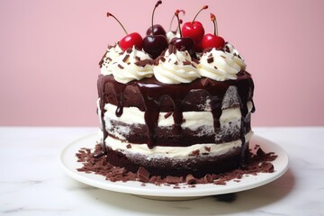 chocolate cake with cherries