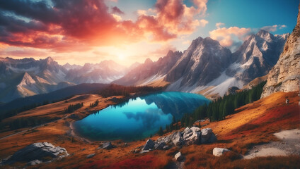 sunset in the mountains