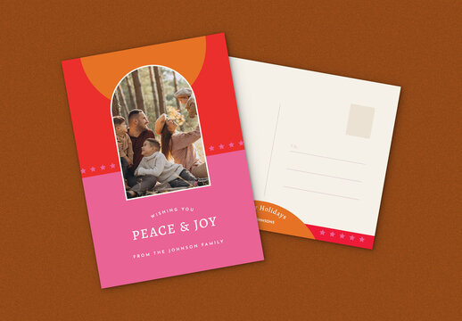 Warm Holiday Postcard Set with Star Elements