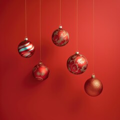 red christmas balls on black background