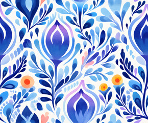 Ornamental watercolor handdrawn seamless pattern 