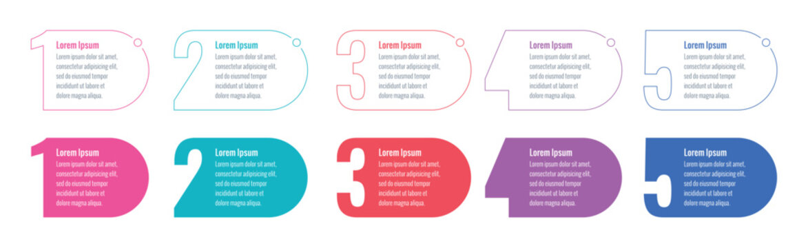 five-step infographic template. 1-5 number information template. web, internet, annual report, magazine infographic template