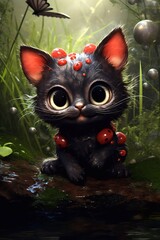 Cute cat illustration background