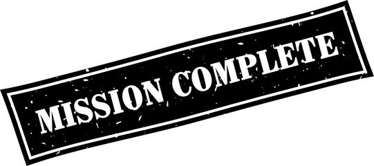 mission complete square grunge rubber stamp