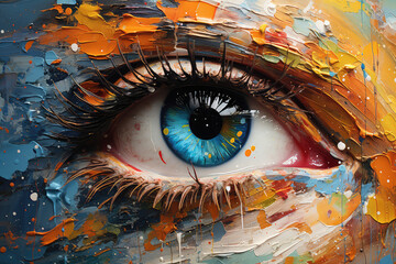 sztuka komputerowa przedstawiająca  oko malowane grubo pędzlem.