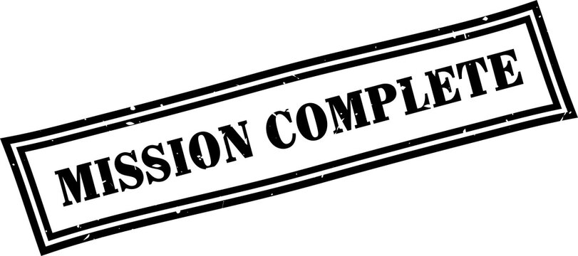 mission complete square grunge rubber stamp