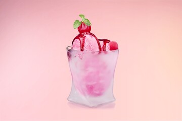 Cold tasty sweet strawberry ice cream