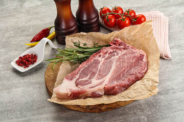 Raw pork neck steak uncoocked