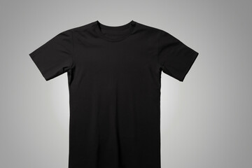 Black Cotton Shirt for Branding Mockups, Product Design, White T-shirt Template